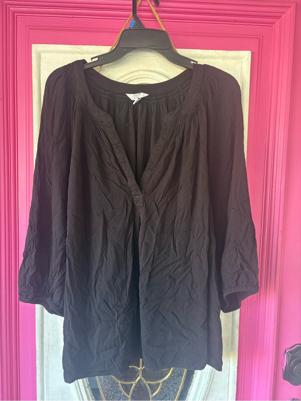 crown & ivy Black Peasant Tunic Blouse